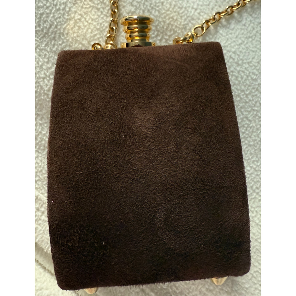 Vintage Inge Christopher Purse Clutch Crossbody Bag Small Faux Suede Gold Chain